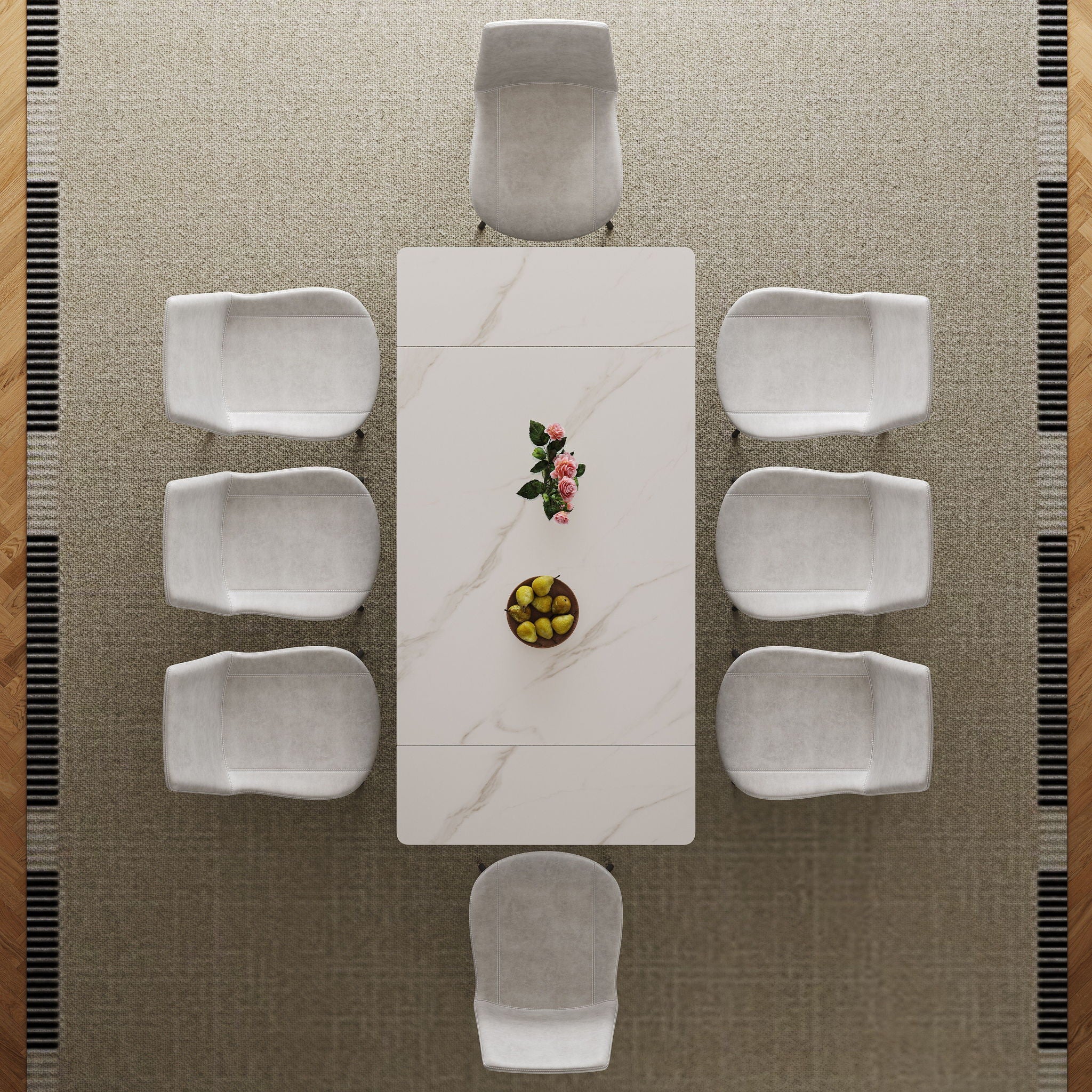 Modern Retractable Sintered Stone Dining Table