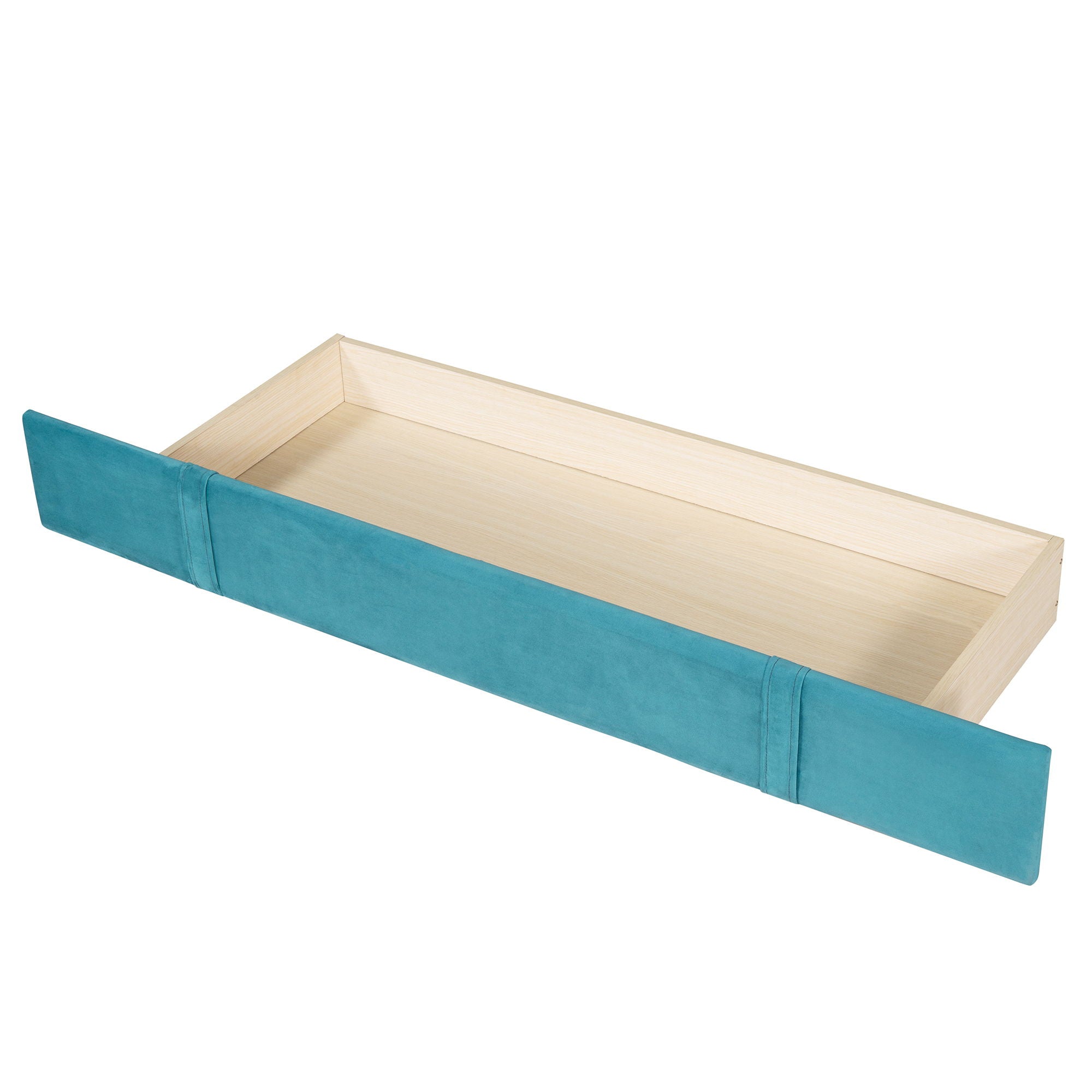 Storage Bed Velvet Upholstered Platform Bed With Wingback Headboard And A Big Drawer