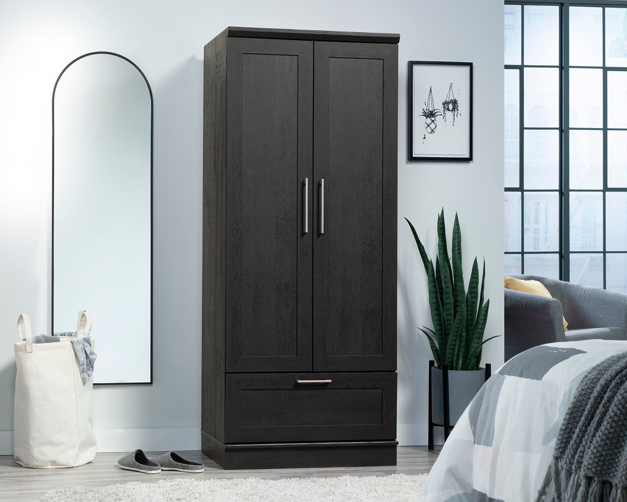 HomePlus Wardrobe Armoire in Raven Oak