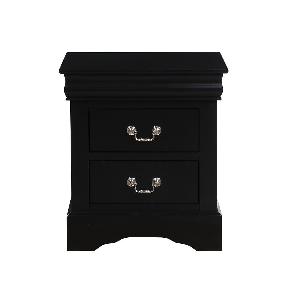 ACME It has two drawers with center metal glide and brushed nickel metal handle. Offers you plentiful storage with spacious drawers | Meri Furniture