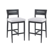 Modern Outdoor Bar Stools With Backrest And Footrest (Set of 2)