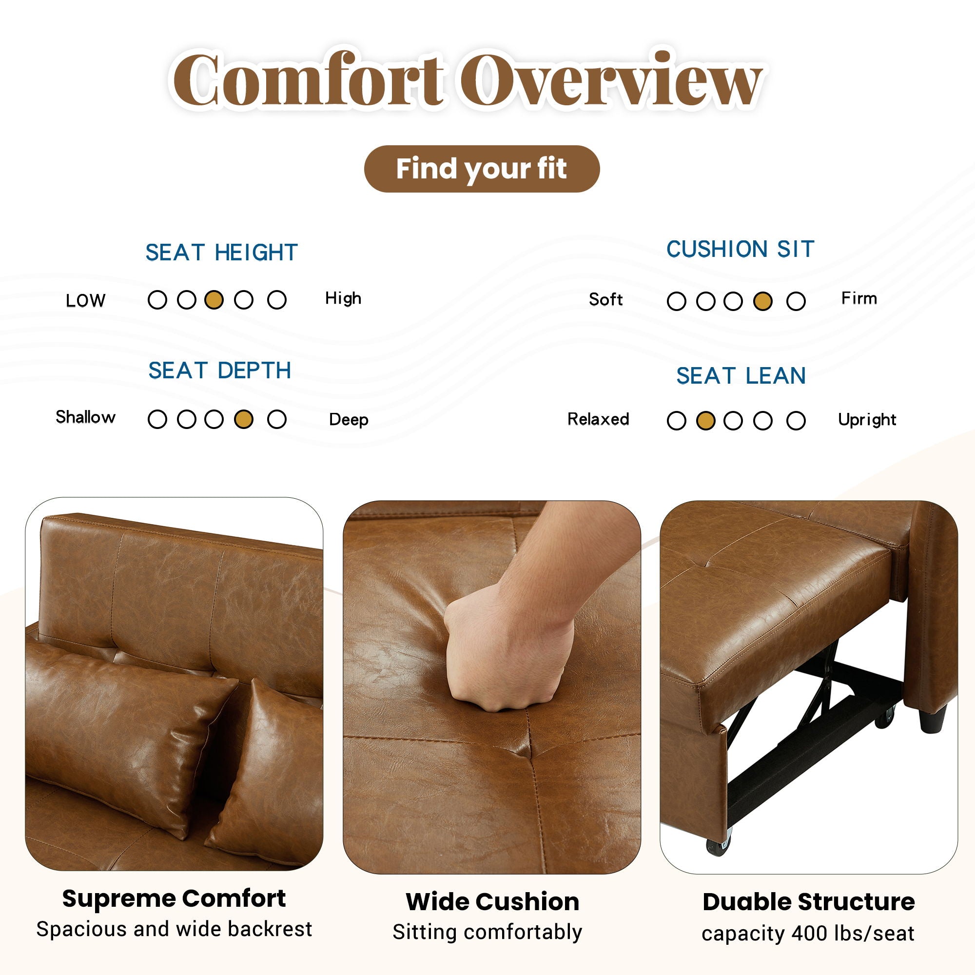 Convertible Sleeper Bed, Adjustable Oversized Armchair With 3 USB Ports