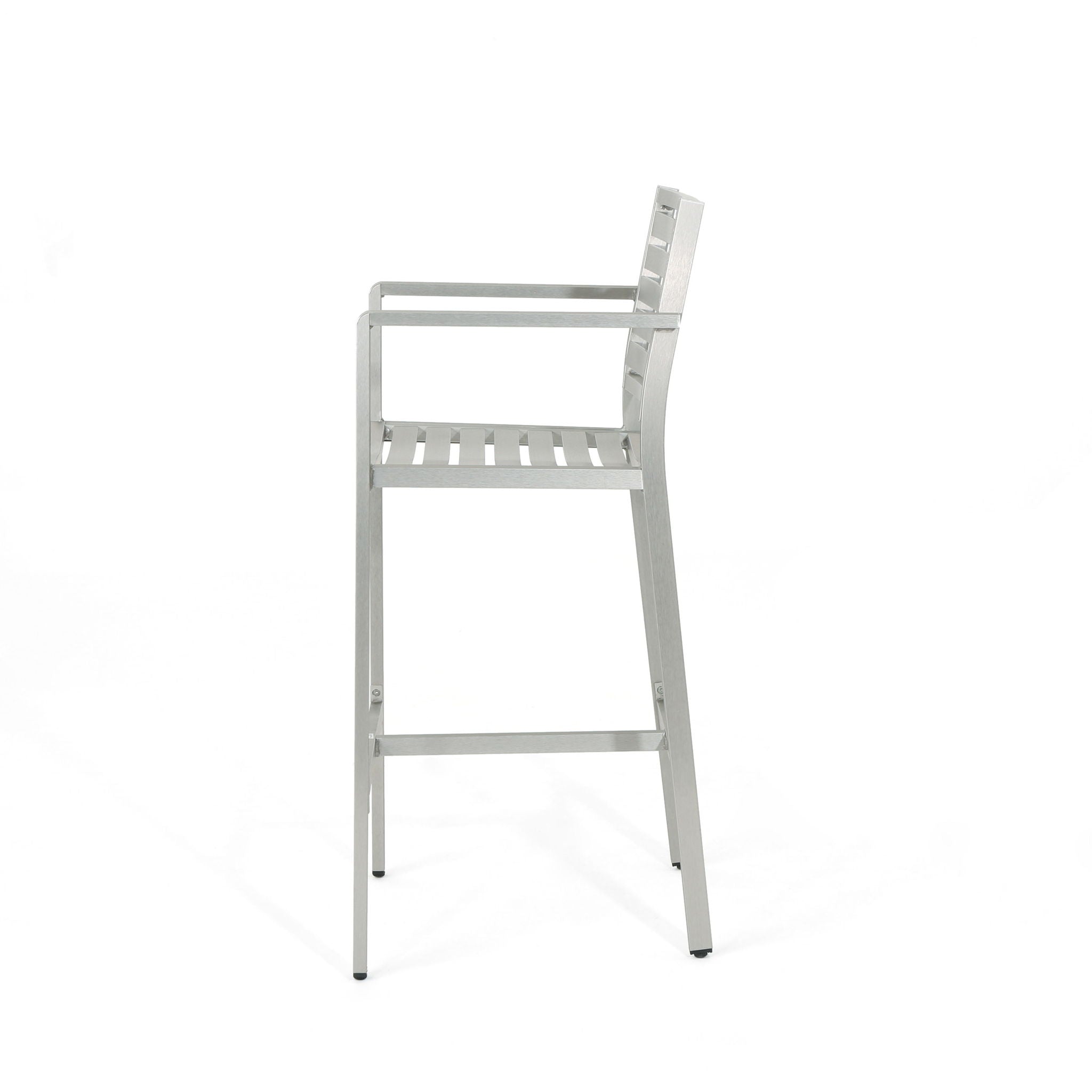 Outdoor Aluminum Rust Proof Barstools (Set of 2) - Silver