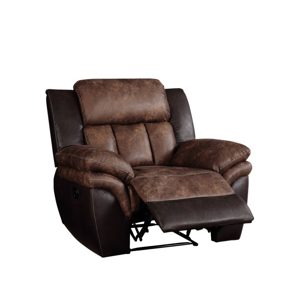 ACME Jaylen - Recliner - Toffee & Espresso Polished Microfiber | Meri Furniture