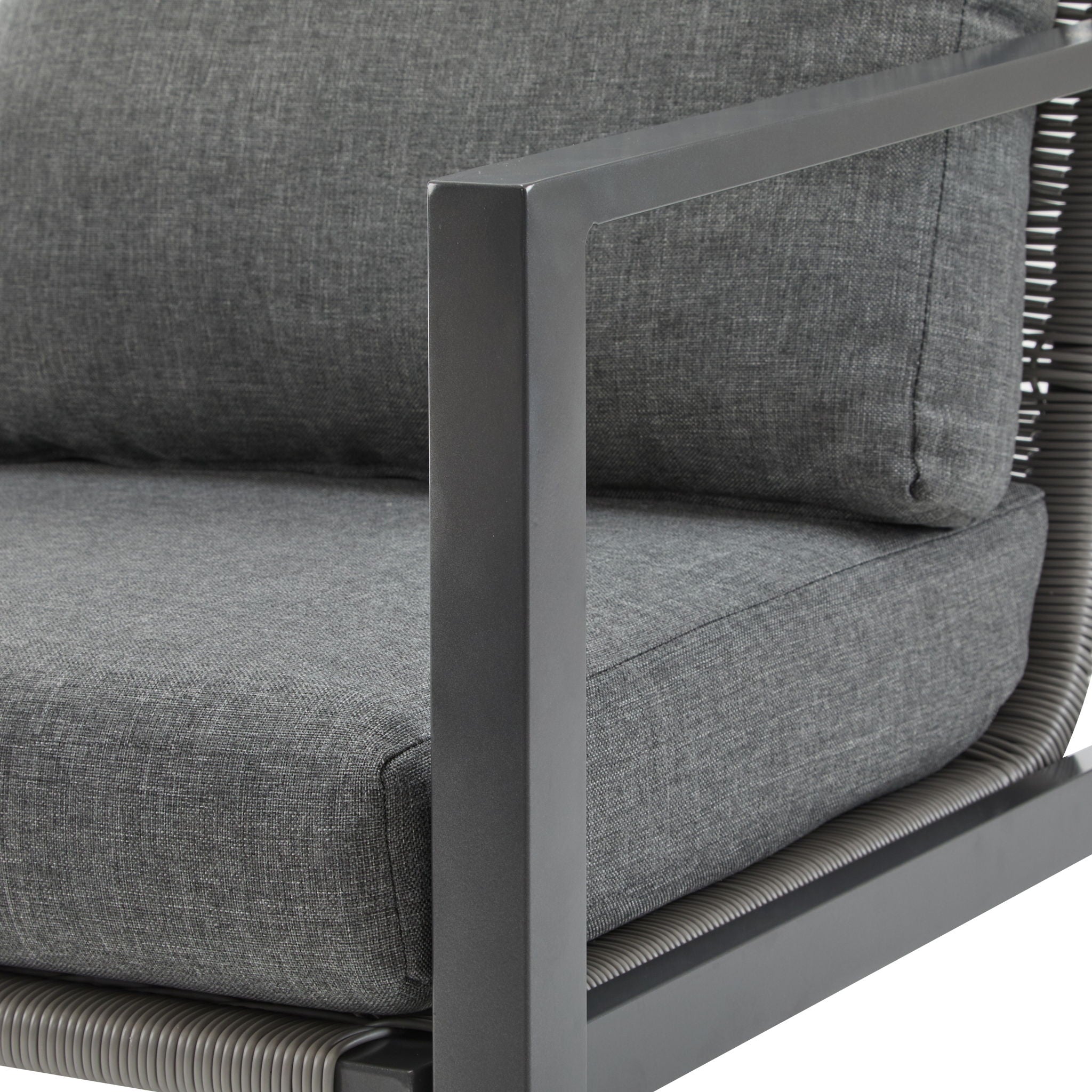 Modern Lounge Chair With Rope Accents And Cushions