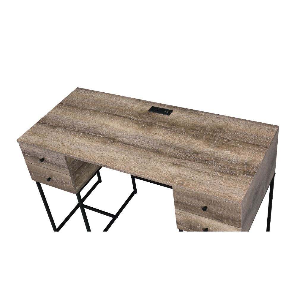 ACME Desirre - Desk - Rustic Oak & Black | Meri Furniture