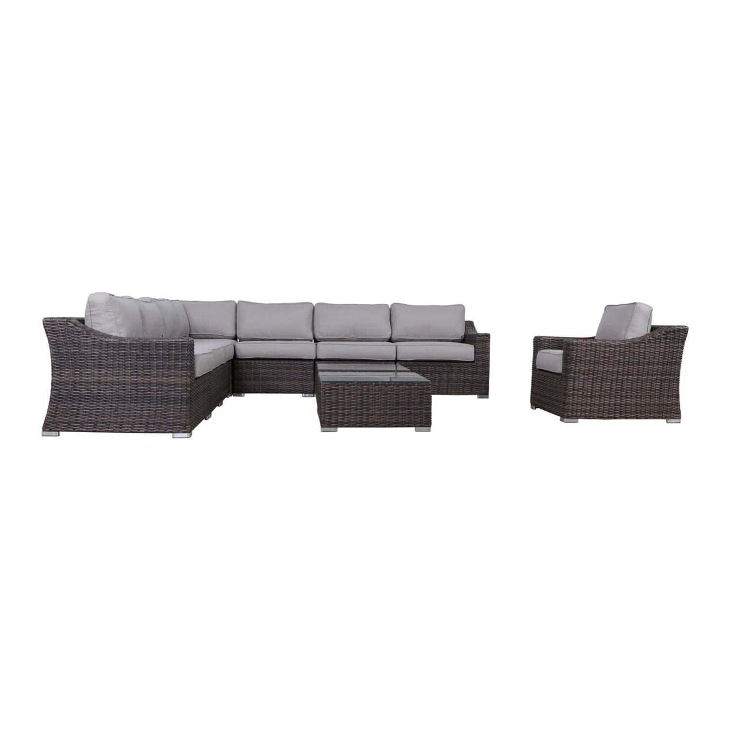 Outdoor Wicker Conversation Set With Cushions, All Weather