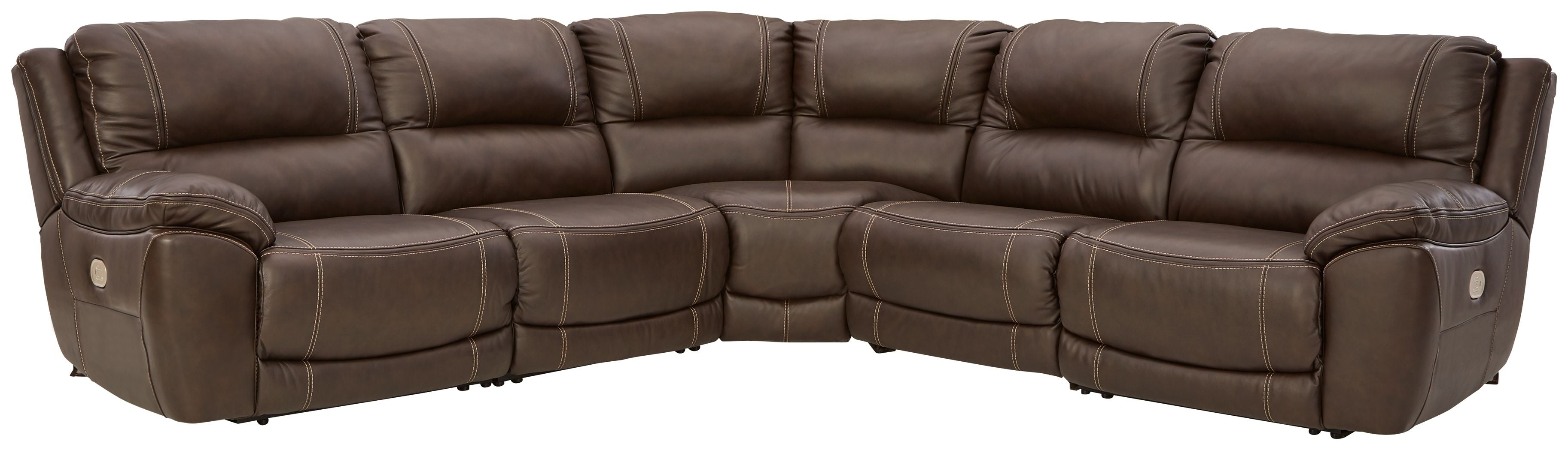Signature Design by Ashley® Dunleith - Chocolate - 5-Piece Power Reclining Sectional | Meri Furniture