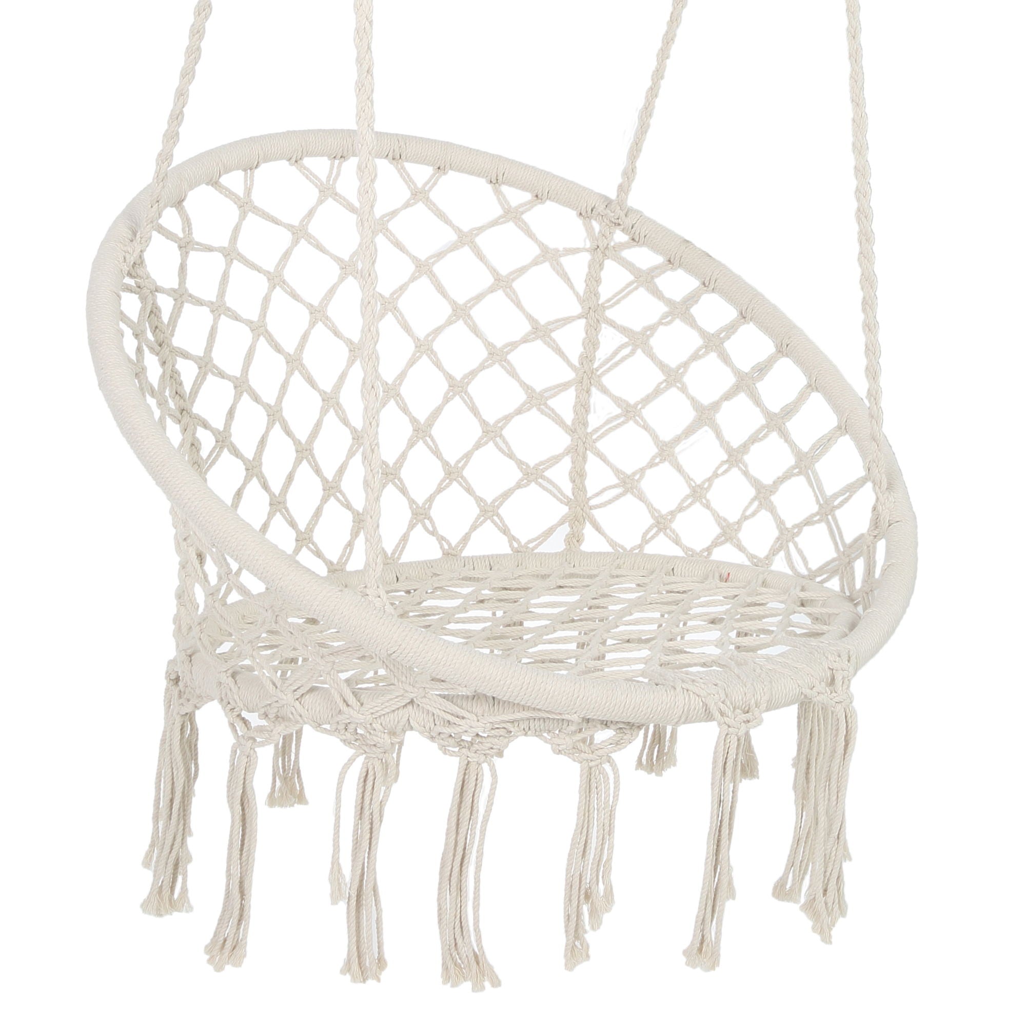 Macrame Hanging Hammock Chair, Cotton Rope Swing For Indoor And Outdoor Use