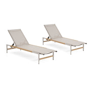 Hargrove - Outdoor Patio Aluminum Chaise Lounge (Set of 2) - Natural / Silver