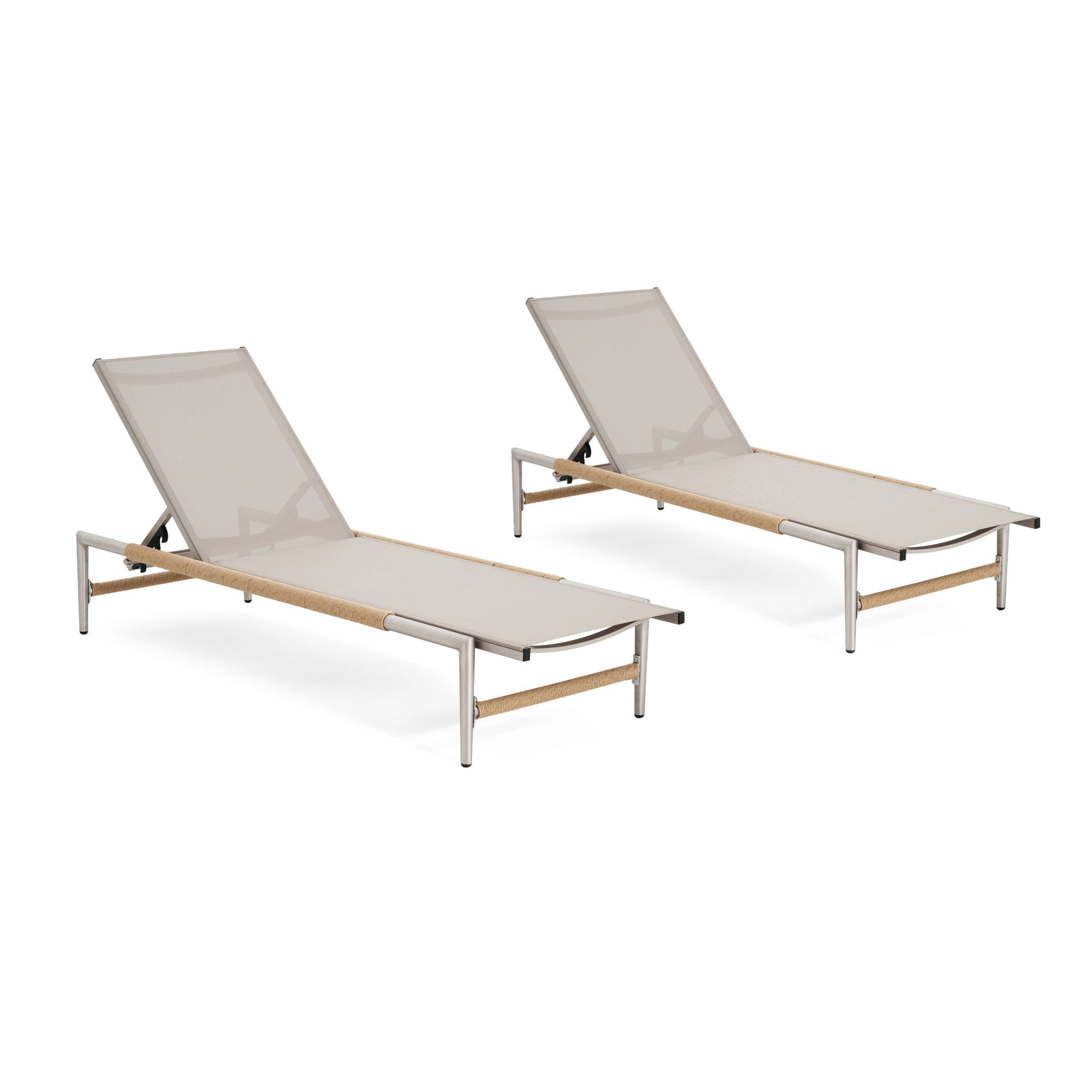 Hargrove - Outdoor Patio Aluminum Chaise Lounge (Set of 2) - Natural / Silver