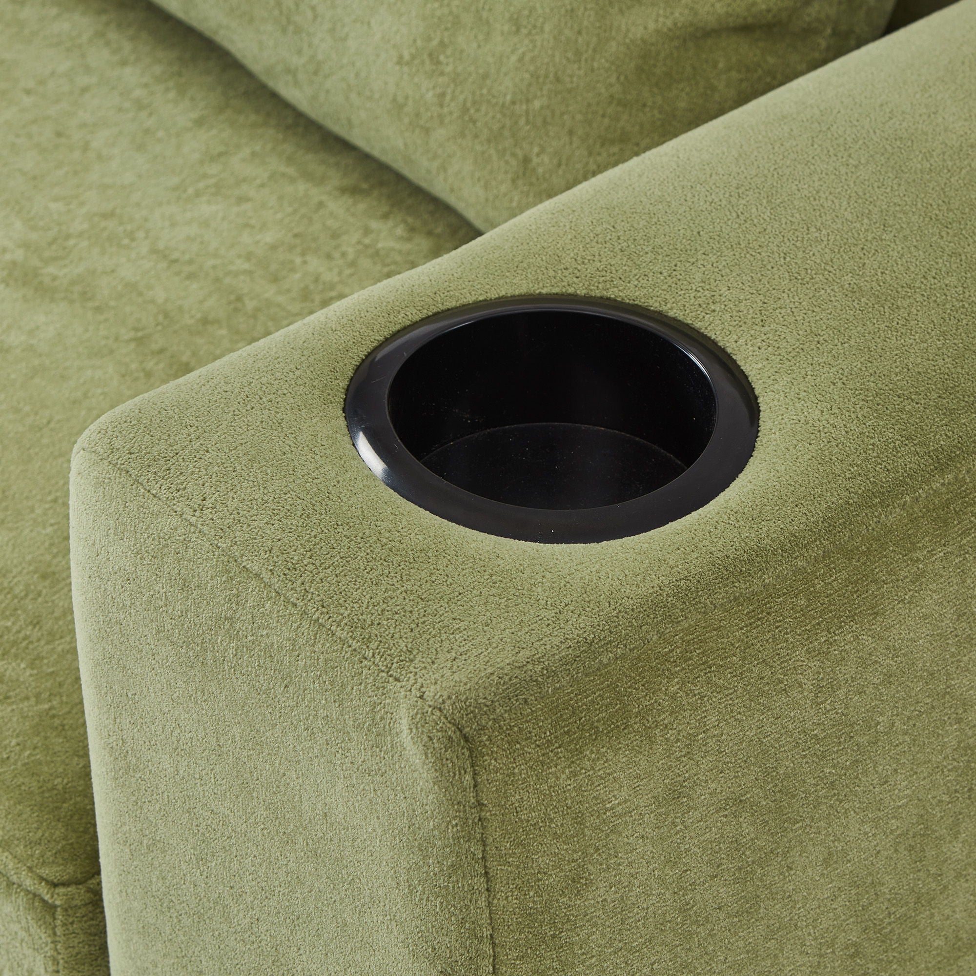 Modern Style Armchair Chaise Lounge Sofa Couch With Movable Storage Ottoman, USB Ports, Cup Holders, Phone Holder, Side Pockets