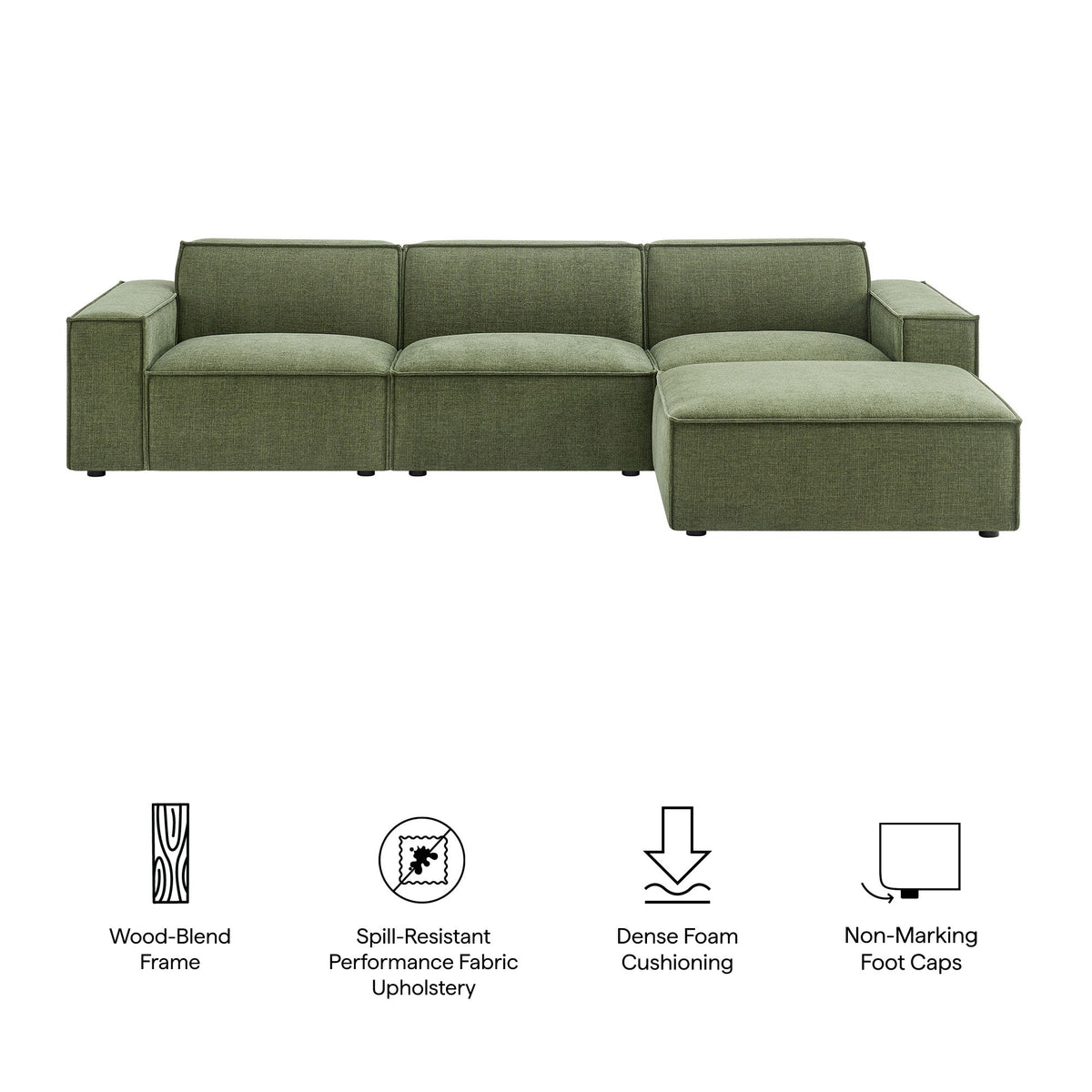 Restore 4-Piece Performance Fabric Upholstered Modular Sofa Set with Ottoman by Modway