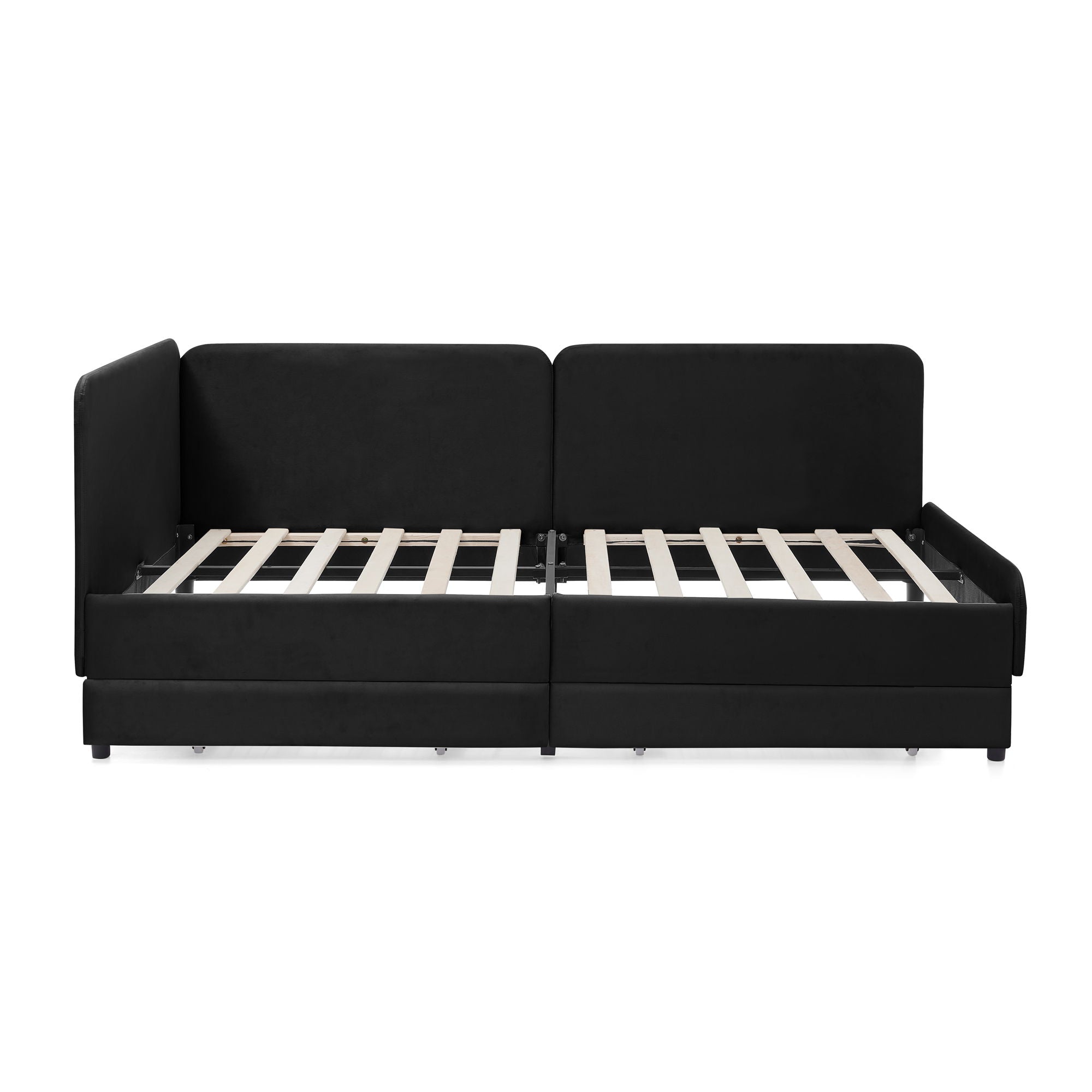 Upholstered Platform Bed Frame With 2 Storage Drawers And Adjustable Sofa Bed