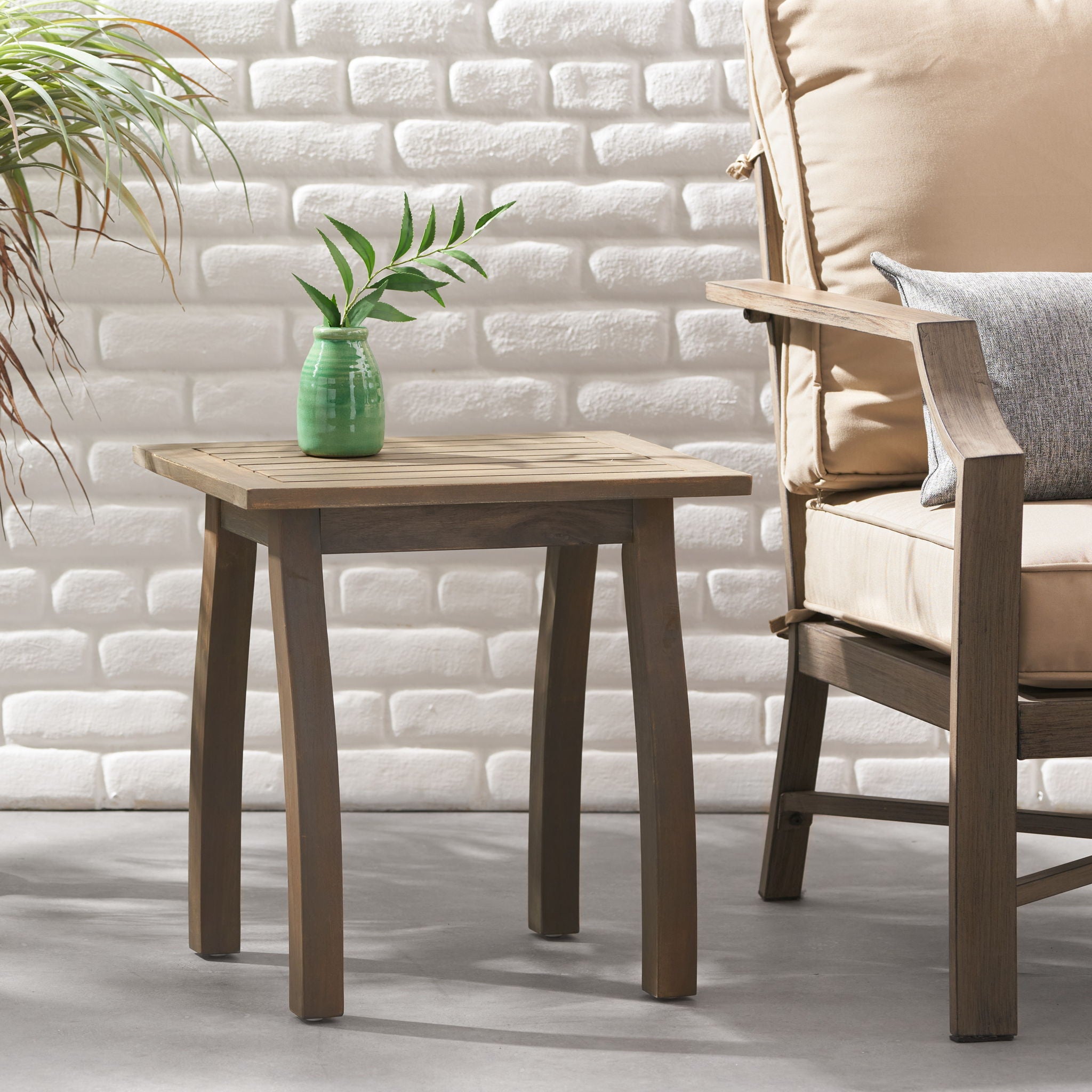 Kinesis - Outdoor Side Table With Slatted Top And Wood Frame