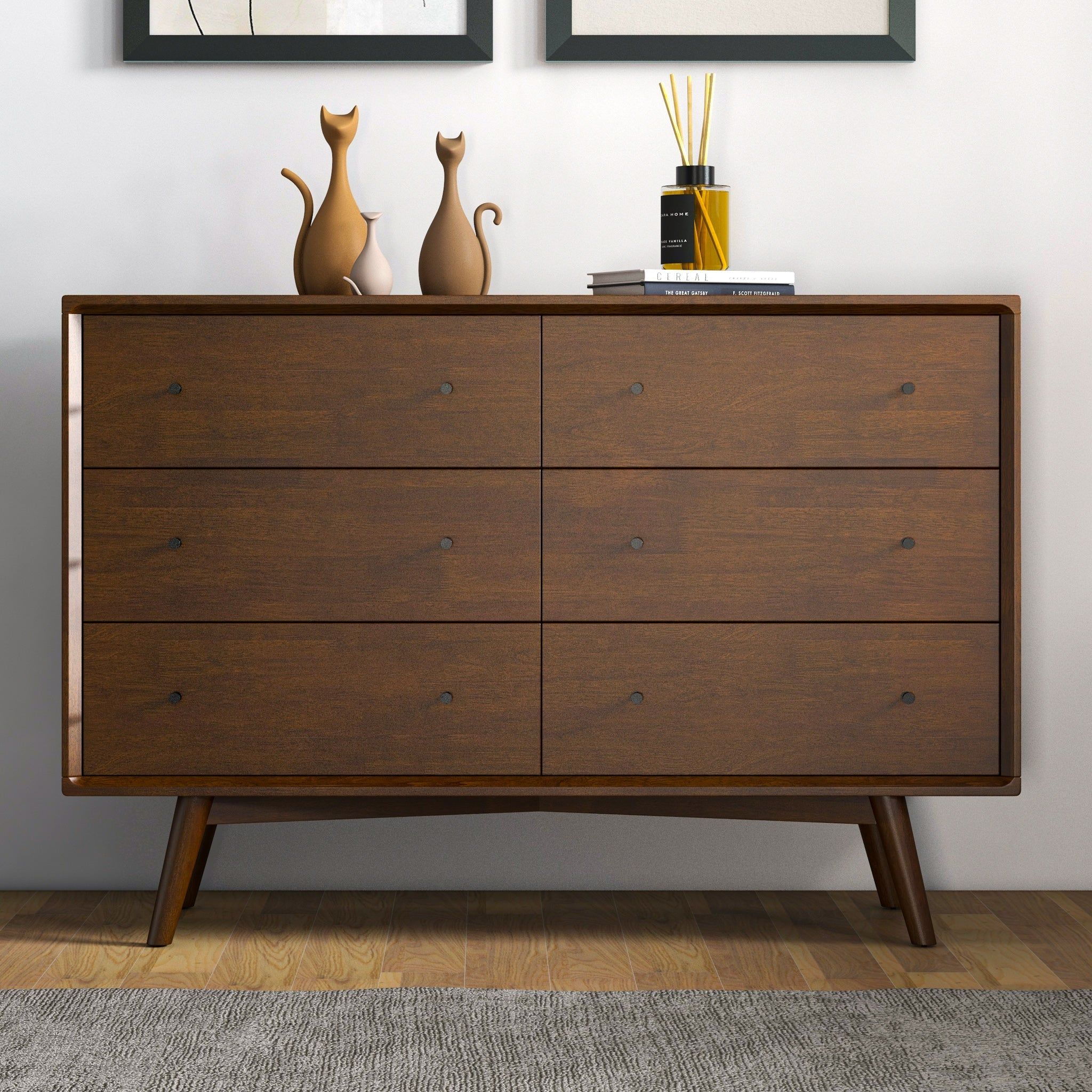 Caroline - Mid-Century Modern Solid Wood Dresser - Brown