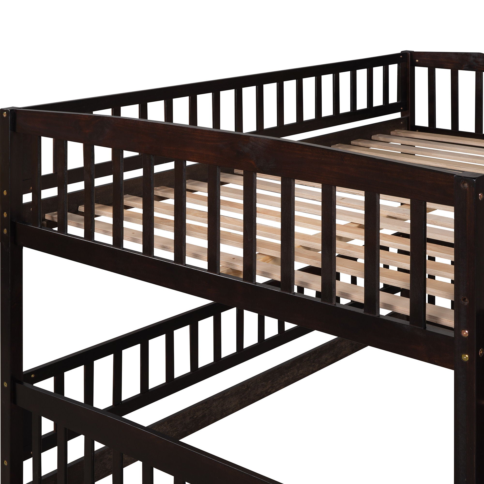 Low Bunk Bed With Slide, Fence And Ladder