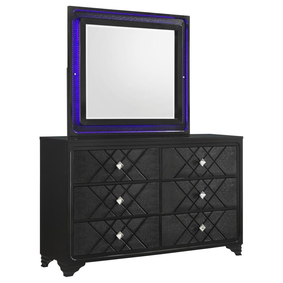 Coaster Fine Furniture Penelope - 6-Drawer Dresser With Mirror - Midnight Star | Meri Furniture