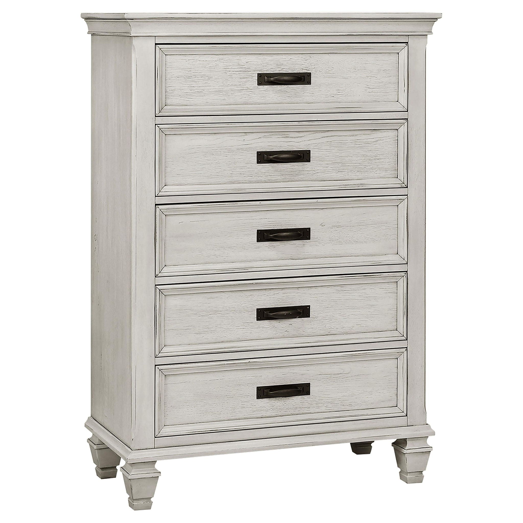 Franco 5-piece Eastern King Bedroom Set Distressed White