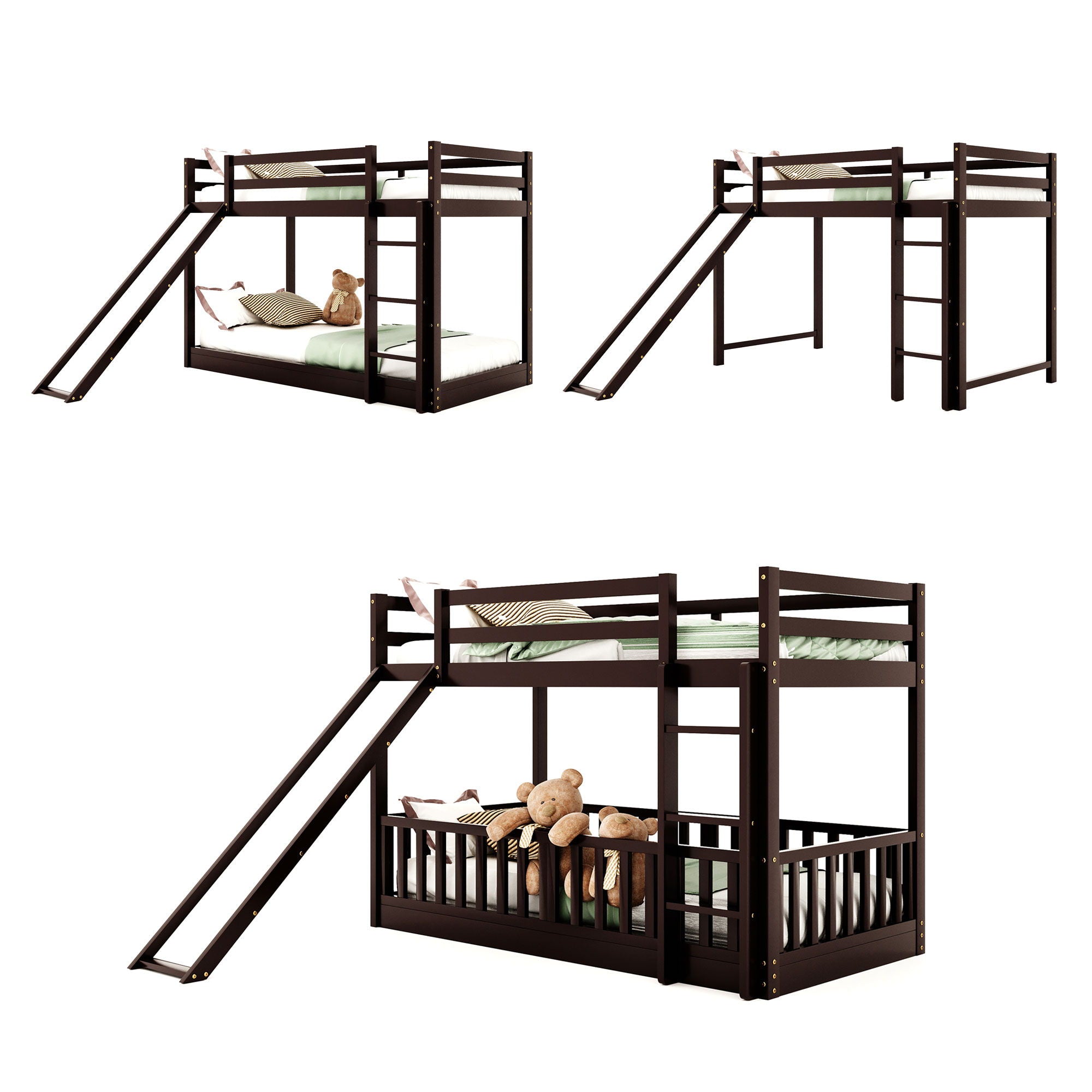 Bunk Bed With Convertible Ladder And Slide