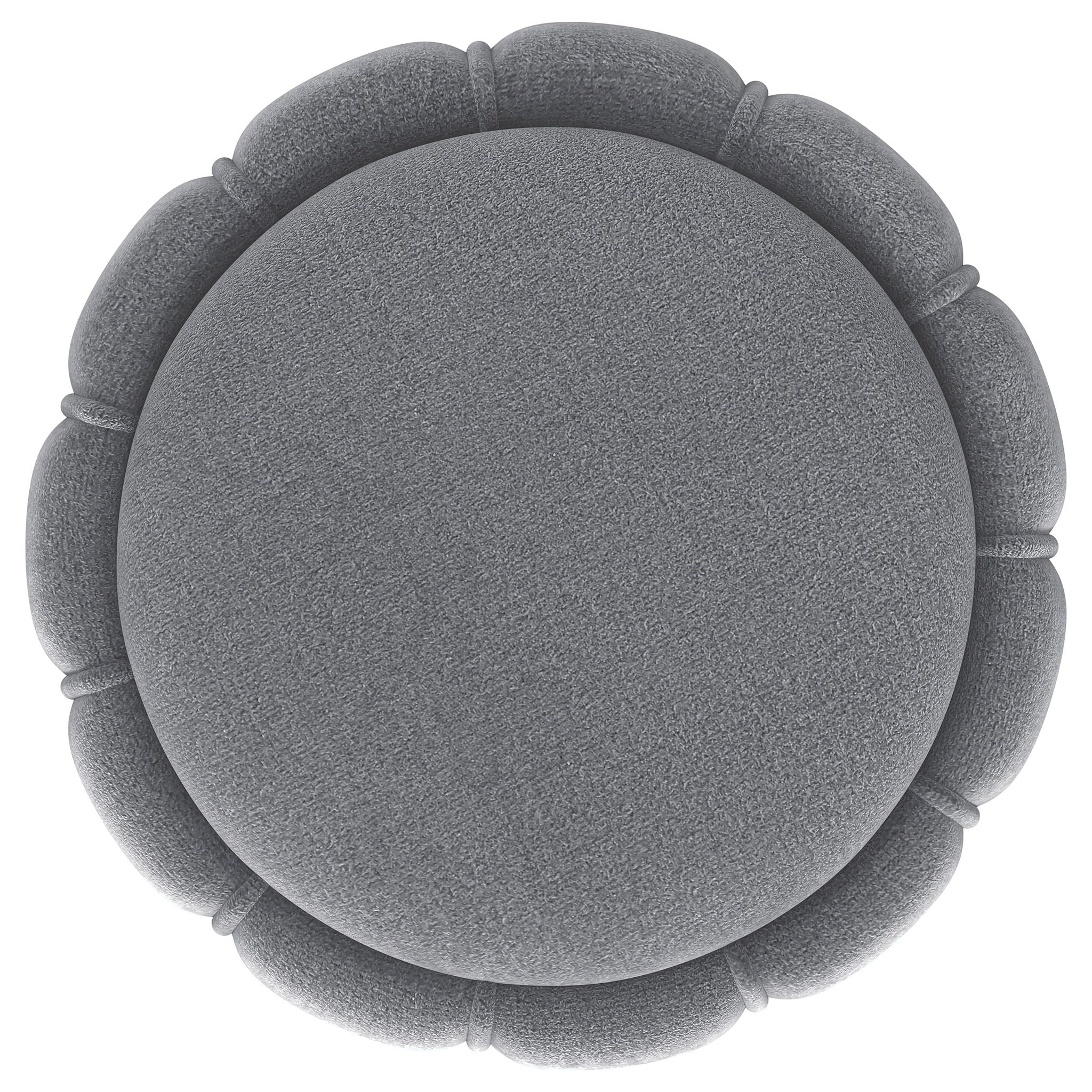 Round Upholstered Ottoman Pouf With Velvety Soft Upholstery