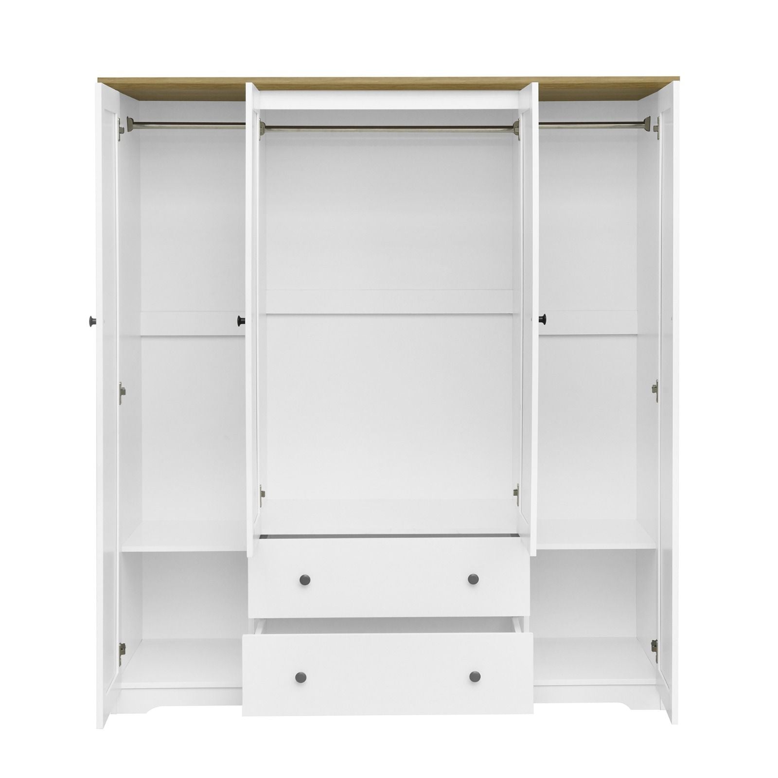4 Door Wardrobe Armoire With 2 Drawers