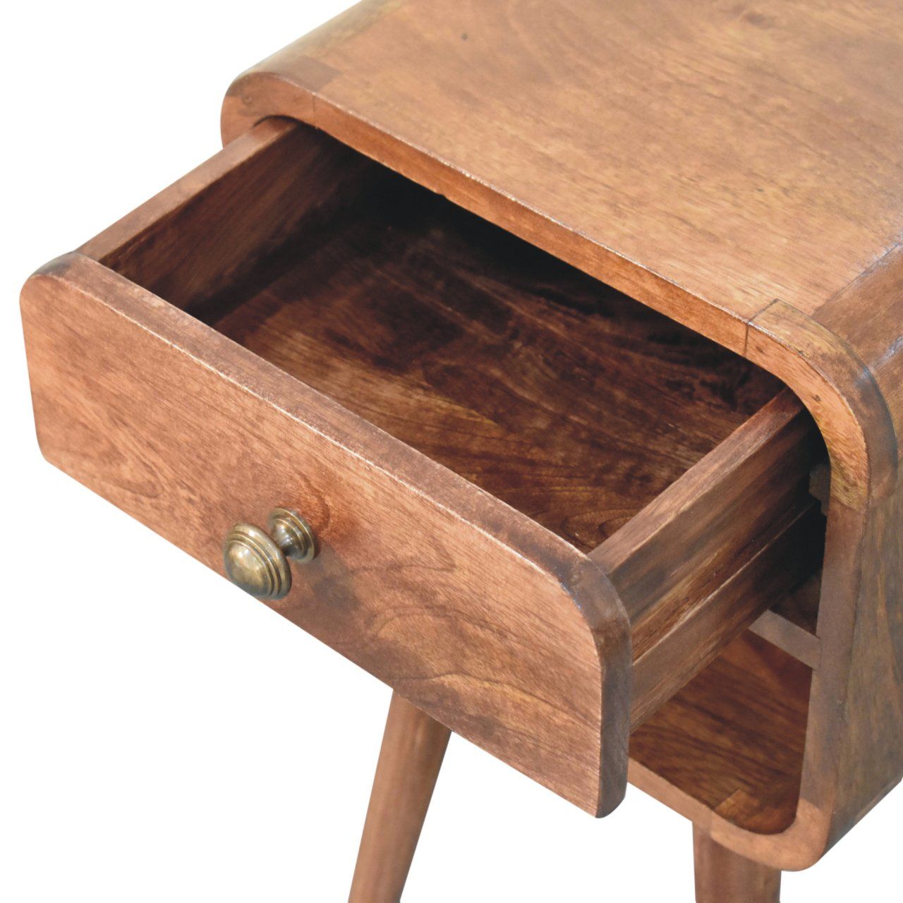 Mini California Curved Nightstand Wth Lower Slot