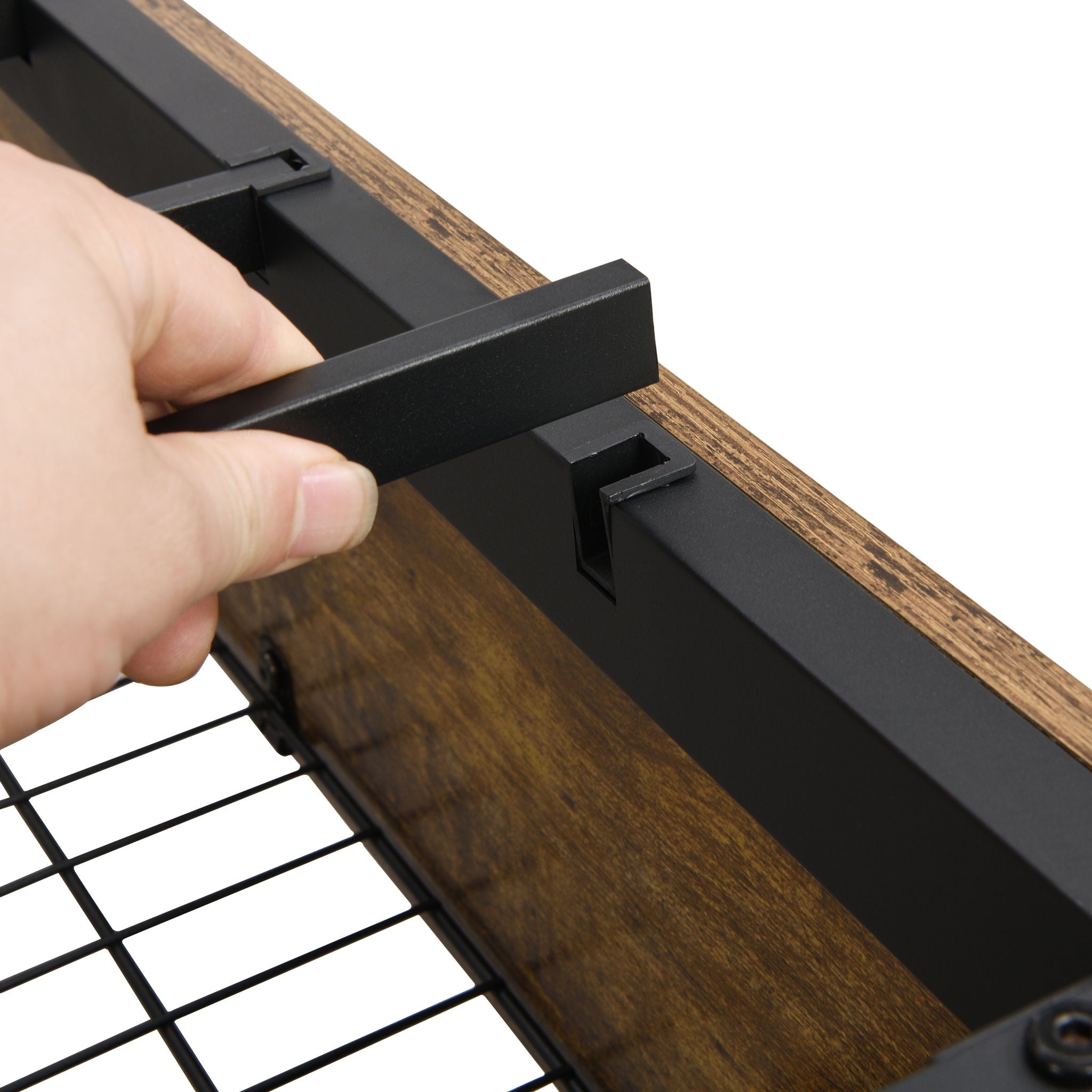 Modern Bed Frame With LED Lights, Upholstered Headboard, USB Charging