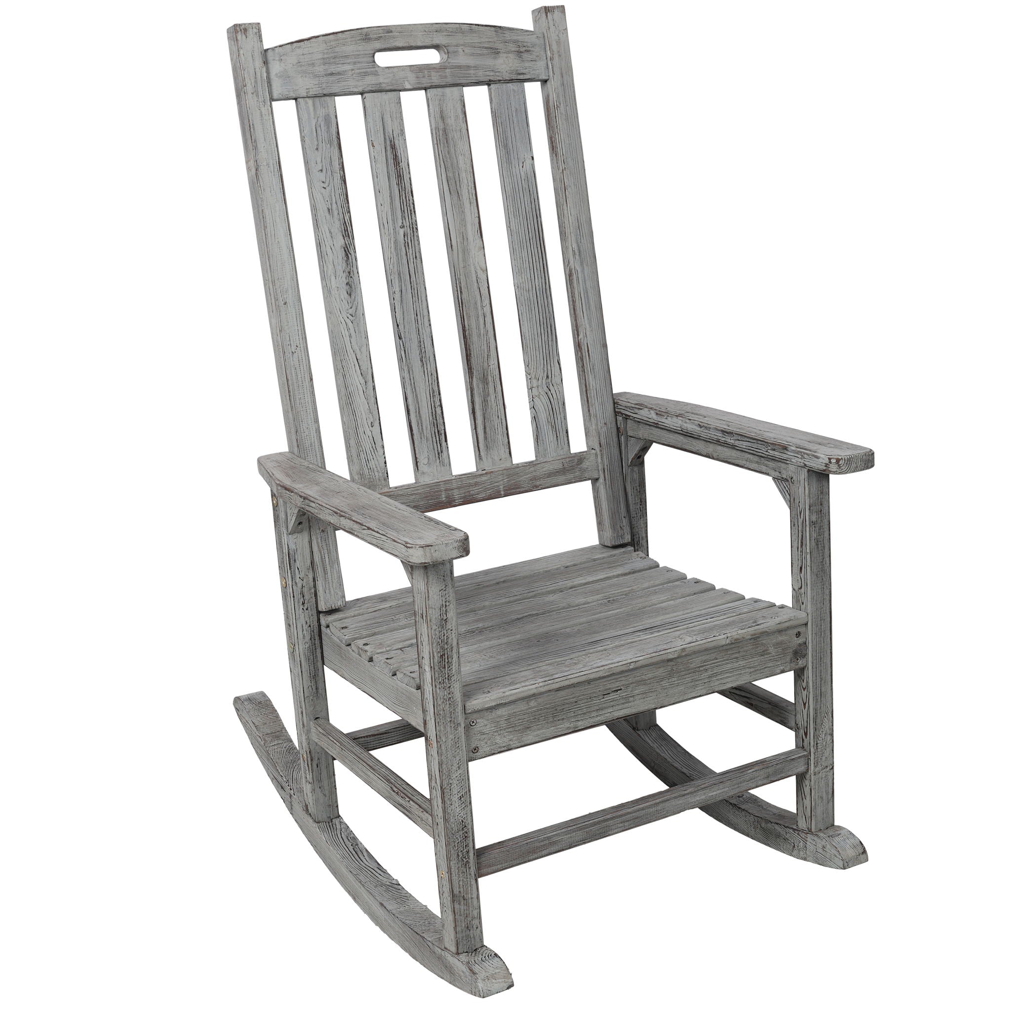Oversized Porch Rocker Chair With Wide Seat And Tall Backrest