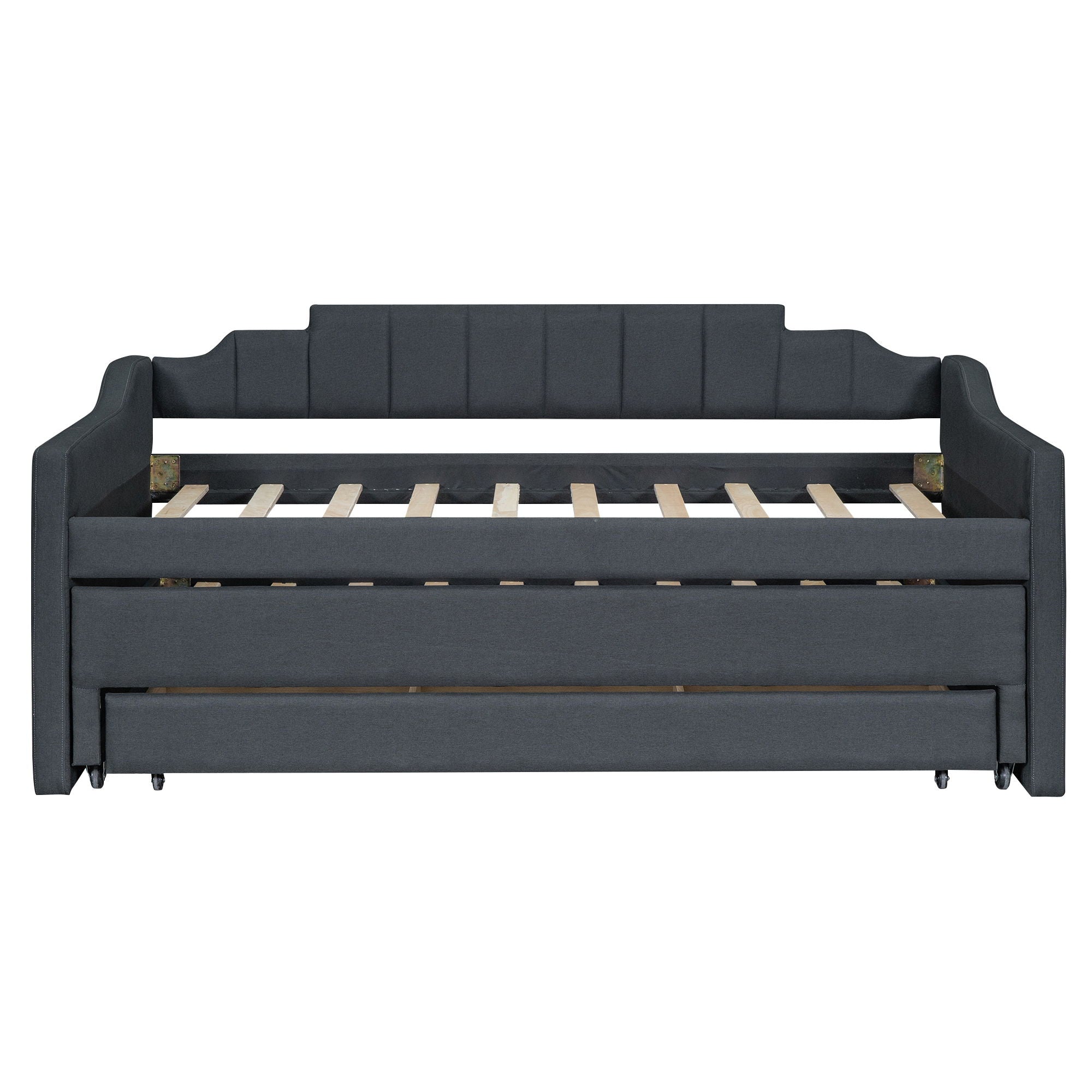 Upholstered Simple Design Daybed With Trundle And 3 Drawers