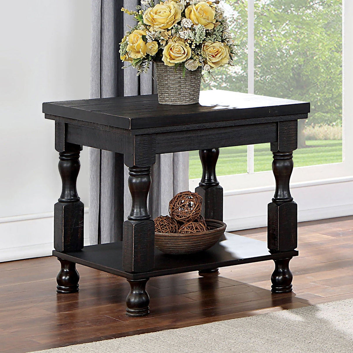 Furniture of America Calandra - End Table - Antique Black | Meri Furniture