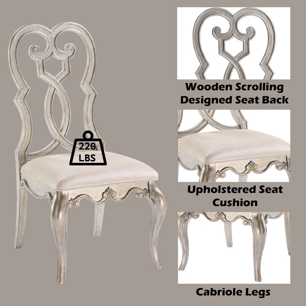 Esteban - Side Chair Set of 2) - Ivory Velvet & Antique Champagne