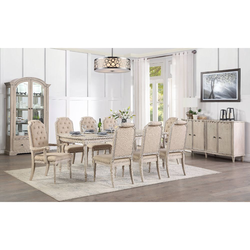 ACME Wynsor - Dining Table - Antique Champagne - 30" | Meri Furniture