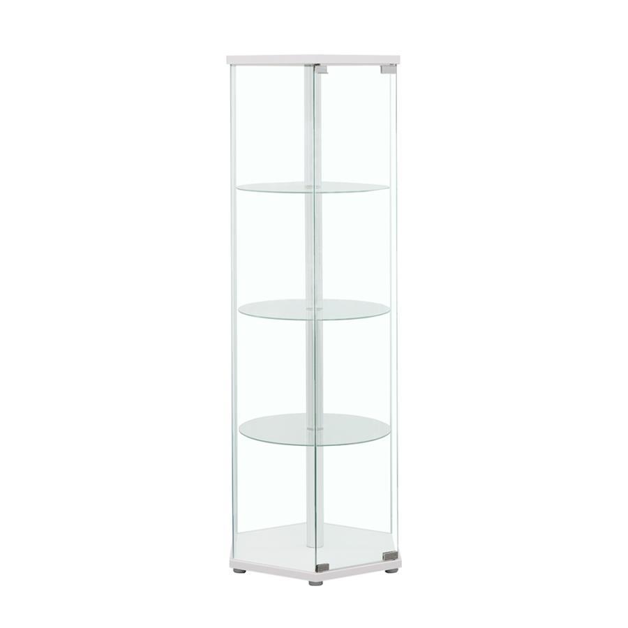 Coaster Fine Furniture Zahavah - 4-Shelf Hexagonal Clear Glass Curio Cabinet | Meri Furniture