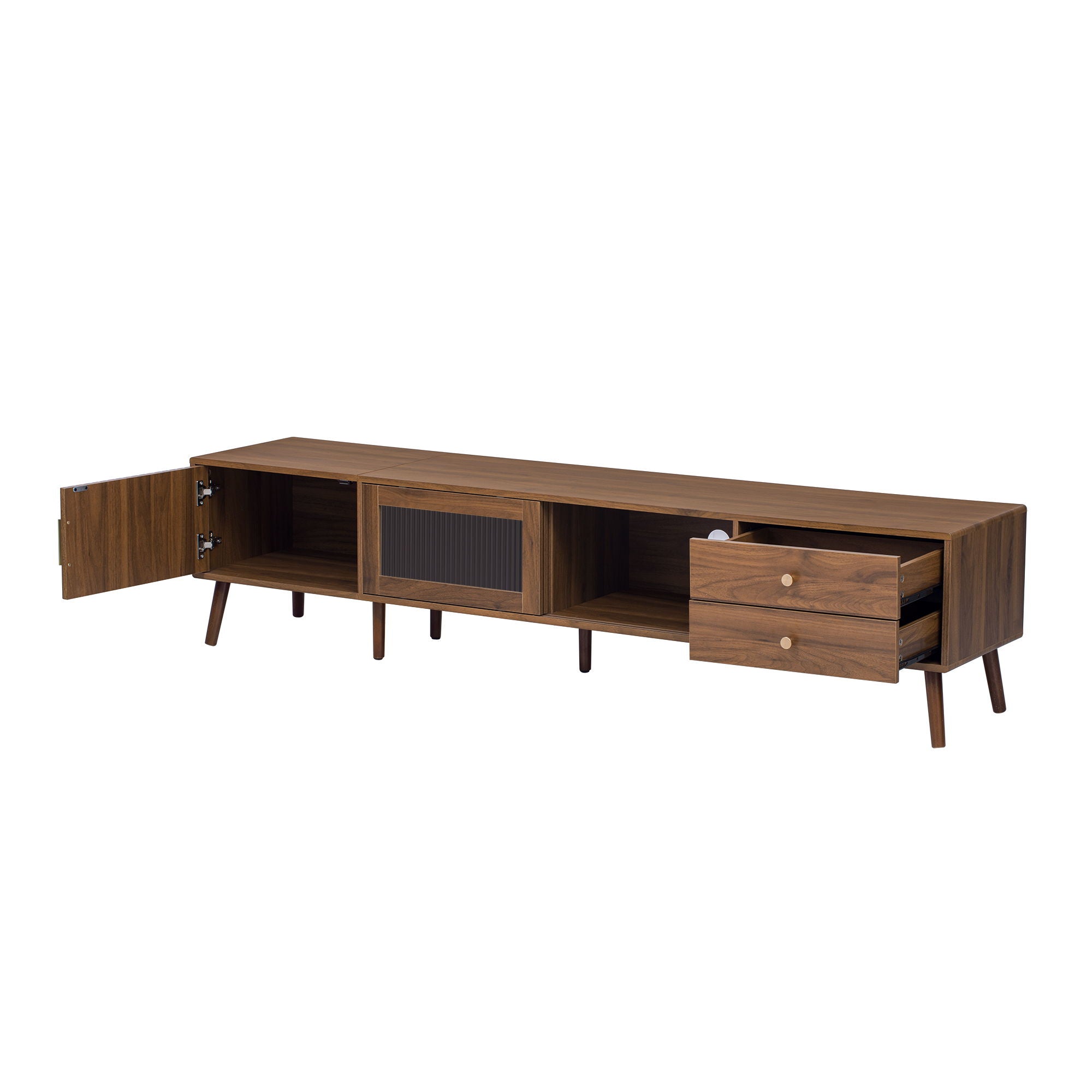 Doors TV Stand For TVs Up To 85", Entertainment Center With Storage Cabinets, TV Media Console Table For Living Room - Natural