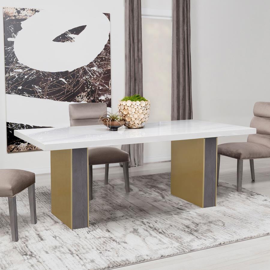 Coaster Fine Furniture Carla - Cultured Carrara Marble Top Dining Table - White | Meri Furniture