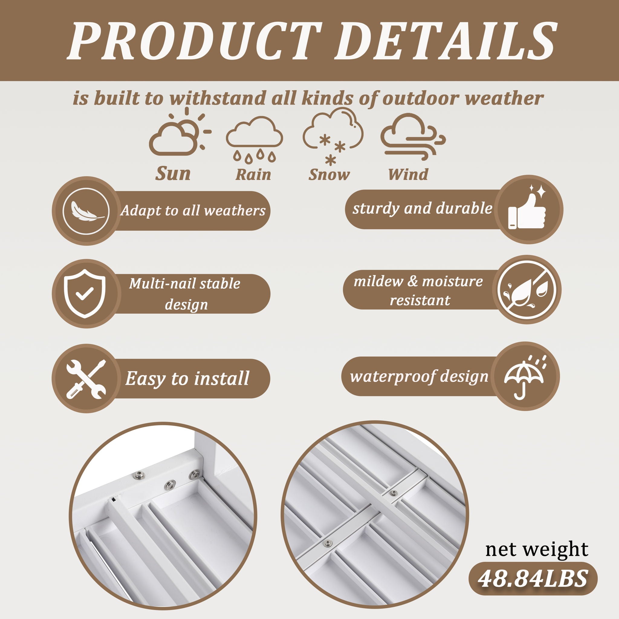 Modern Long Table, UV Resistant And Rust Proof, Pp Tabletop, UV Resistant Powder Coated Metal Legs - Snow White