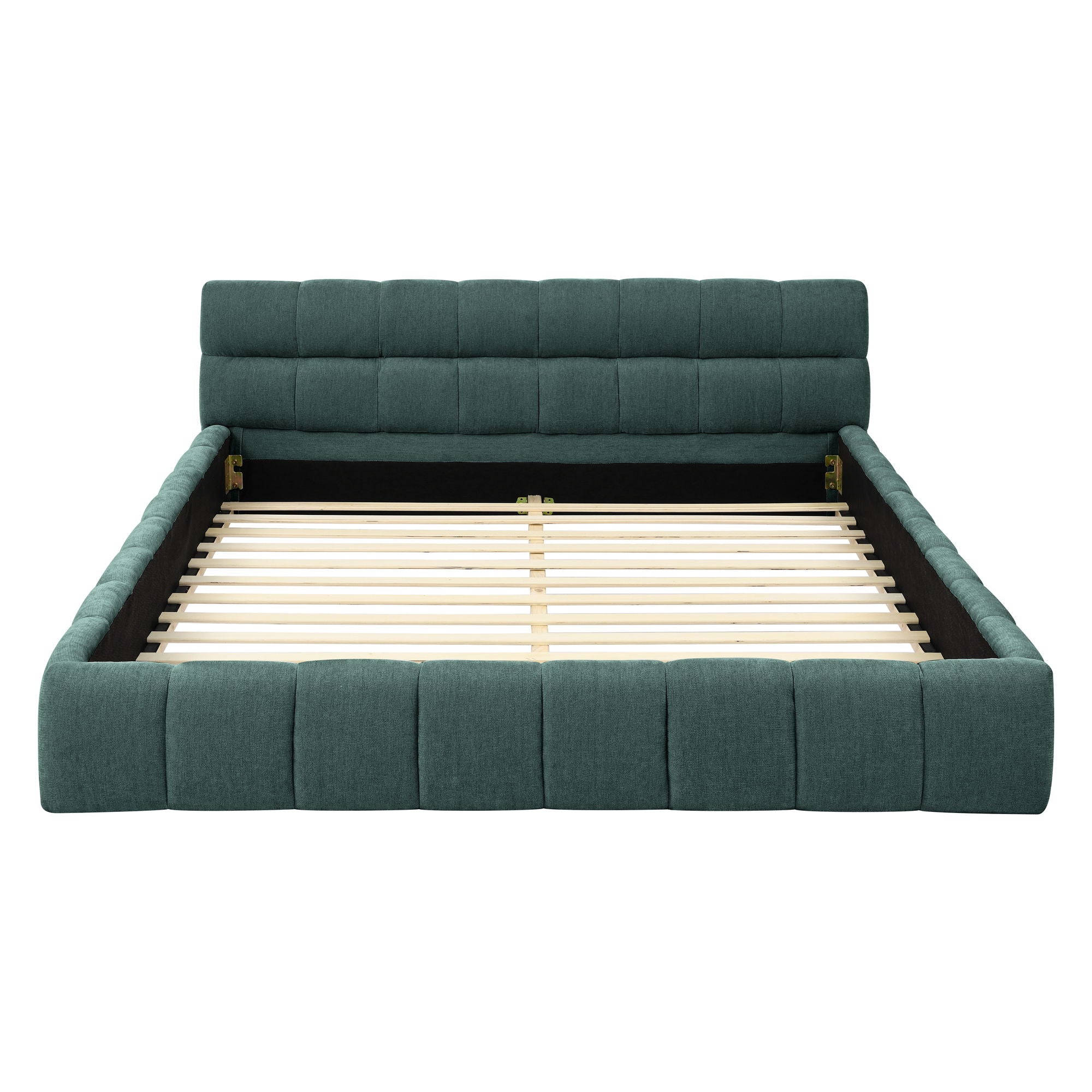 Modern Platform Bed Frame With Thick Chenille Fabric