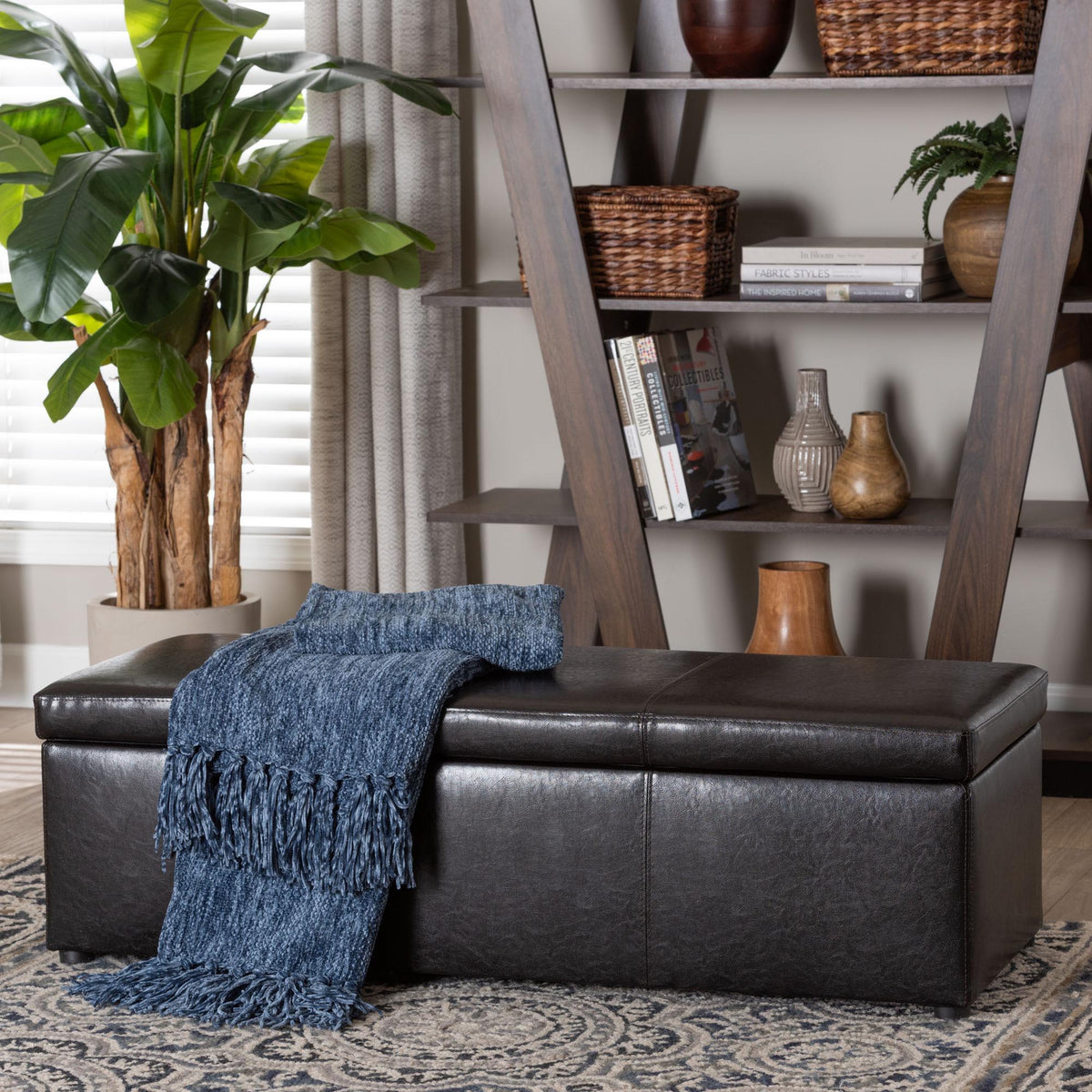 Dennehy Dark Brown Modern Ottoman