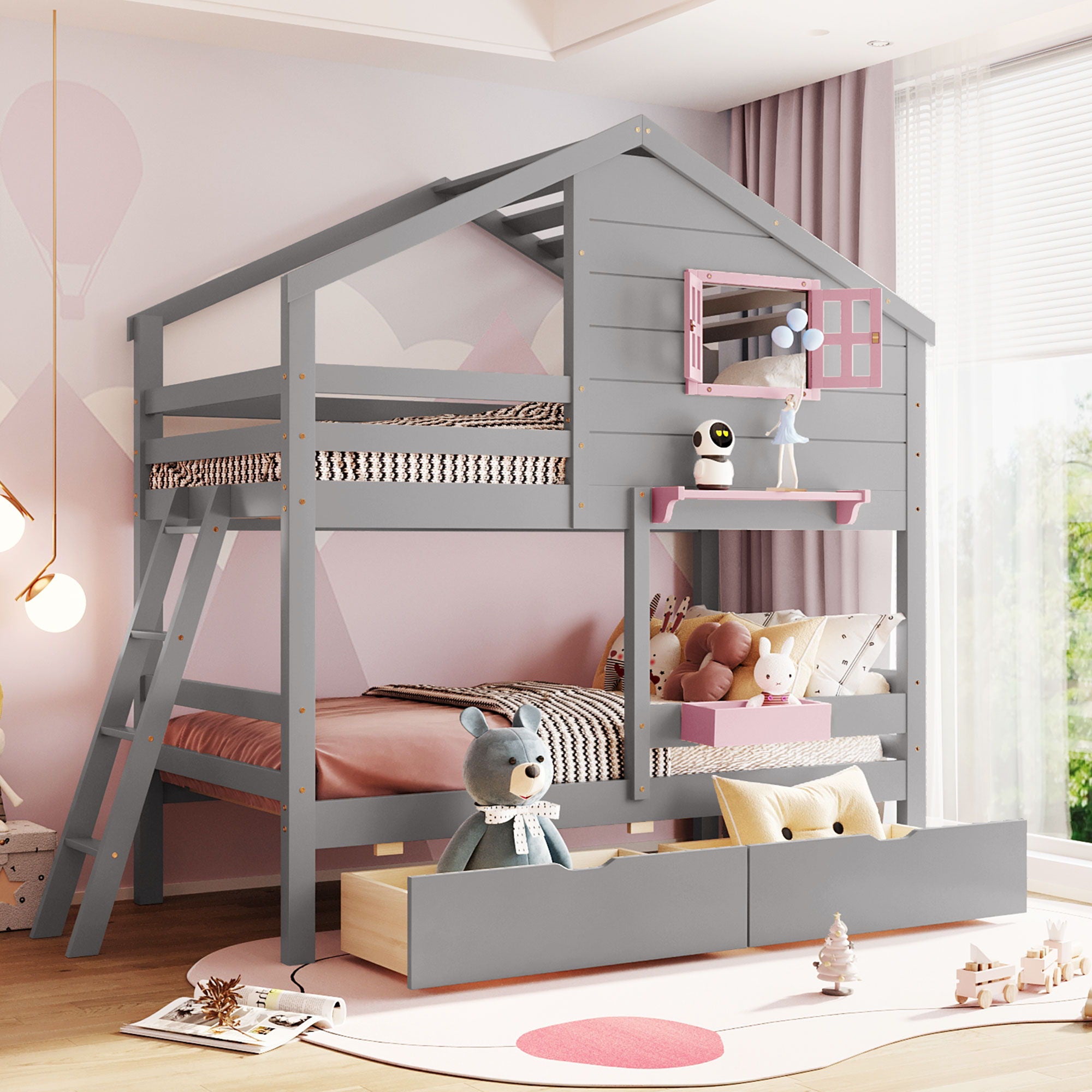 Bunk Bed With Playhouse Roof And Window