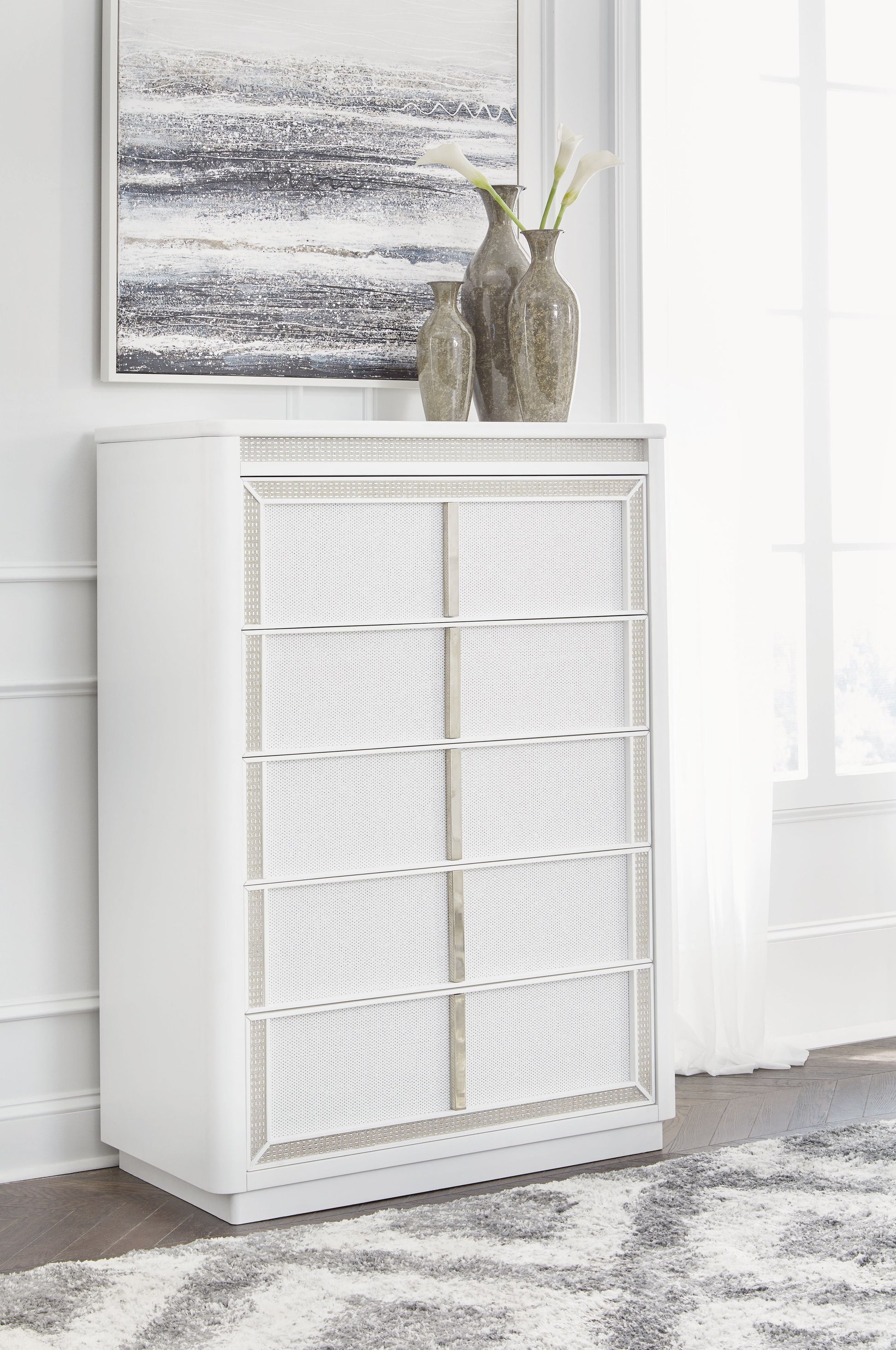 Signature Design by Ashley® Chalanna - White - Five Drawer Chest | Meri Furniture