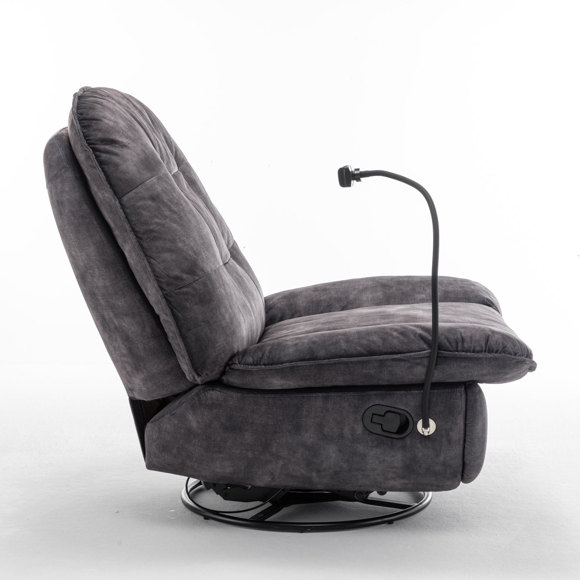 Modern Swivel Gliding Recliner Chair With Rocking Function And Phone Holder, Large Comfortable