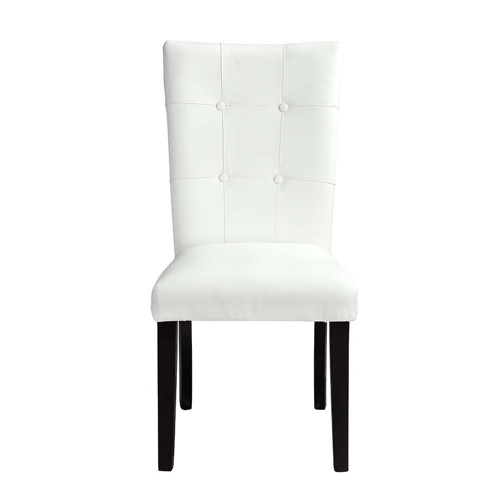 ACME Hussein - Side Chair (Set of 2) - White PU & Black Finish | Meri Furniture