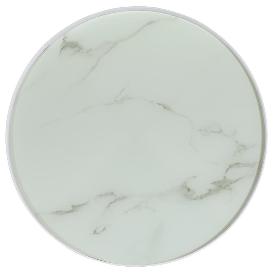 Briggs - Round Marble Printed Glass Top End Side Table