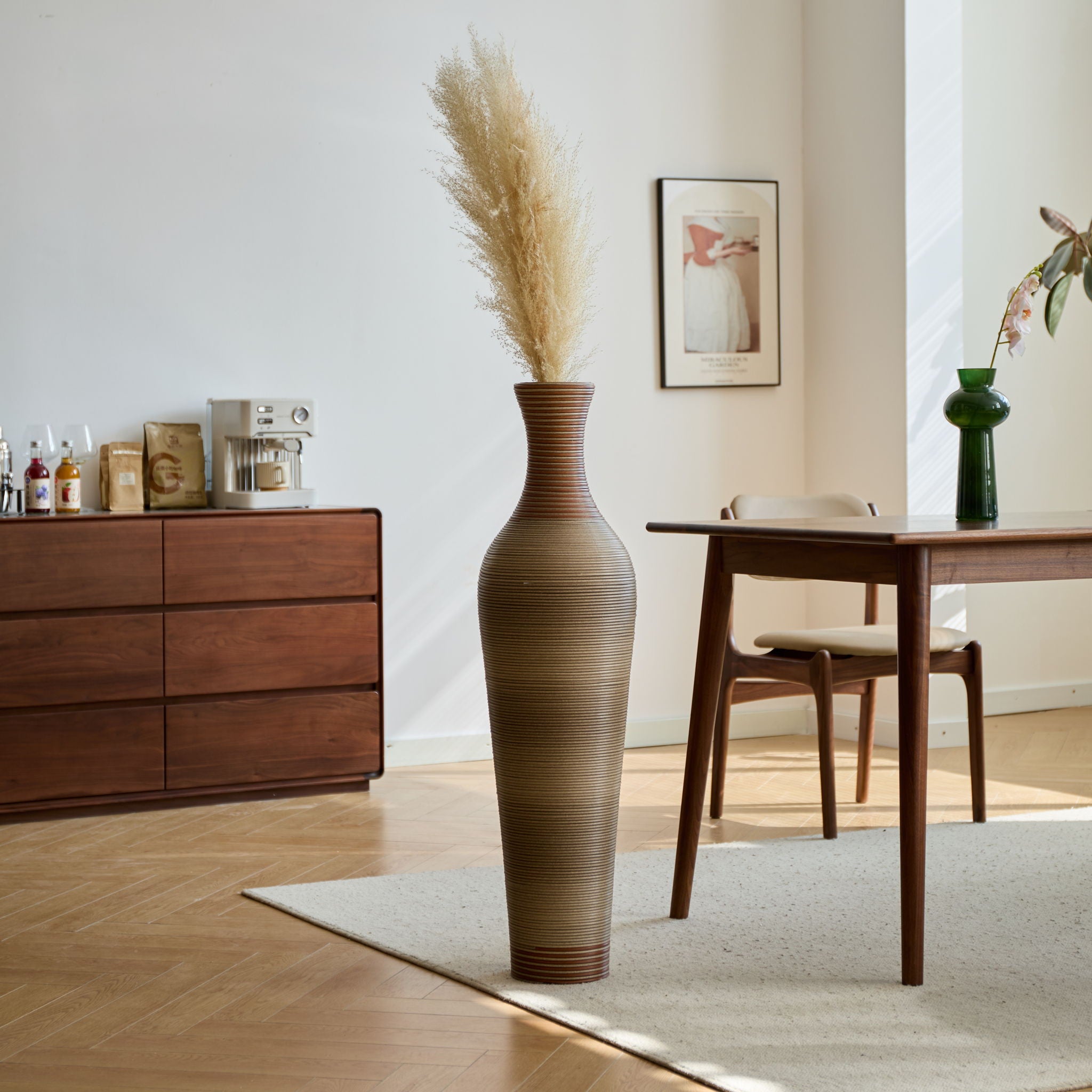 Tall Vase - Brown Decorative Floor Vase, Classic Neat Floor Vase Tall Freestanding Flower Holder, Artificial Rattan Vase, Floor Vase, Flower Holder For Home Decor - Gray