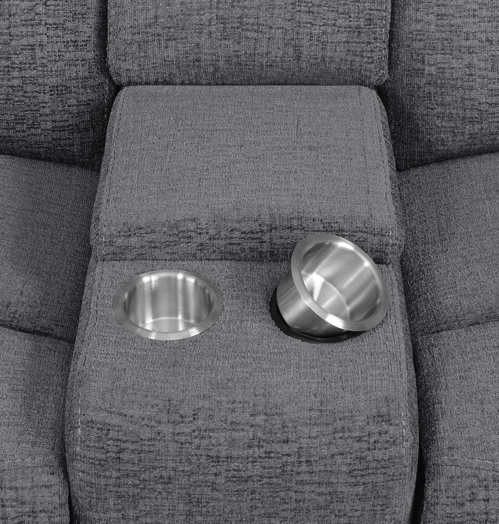 Bahrain Upholstered Power Loveseat Charcoal