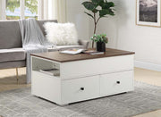 ACME Readen - Coffee Table - White & Walnut Finish | Meri Furniture