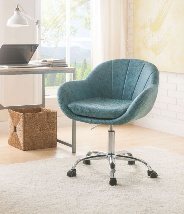 ACME Giolla - Office Chair - Vintage Turquoise PU & Chrome | Meri Furniture