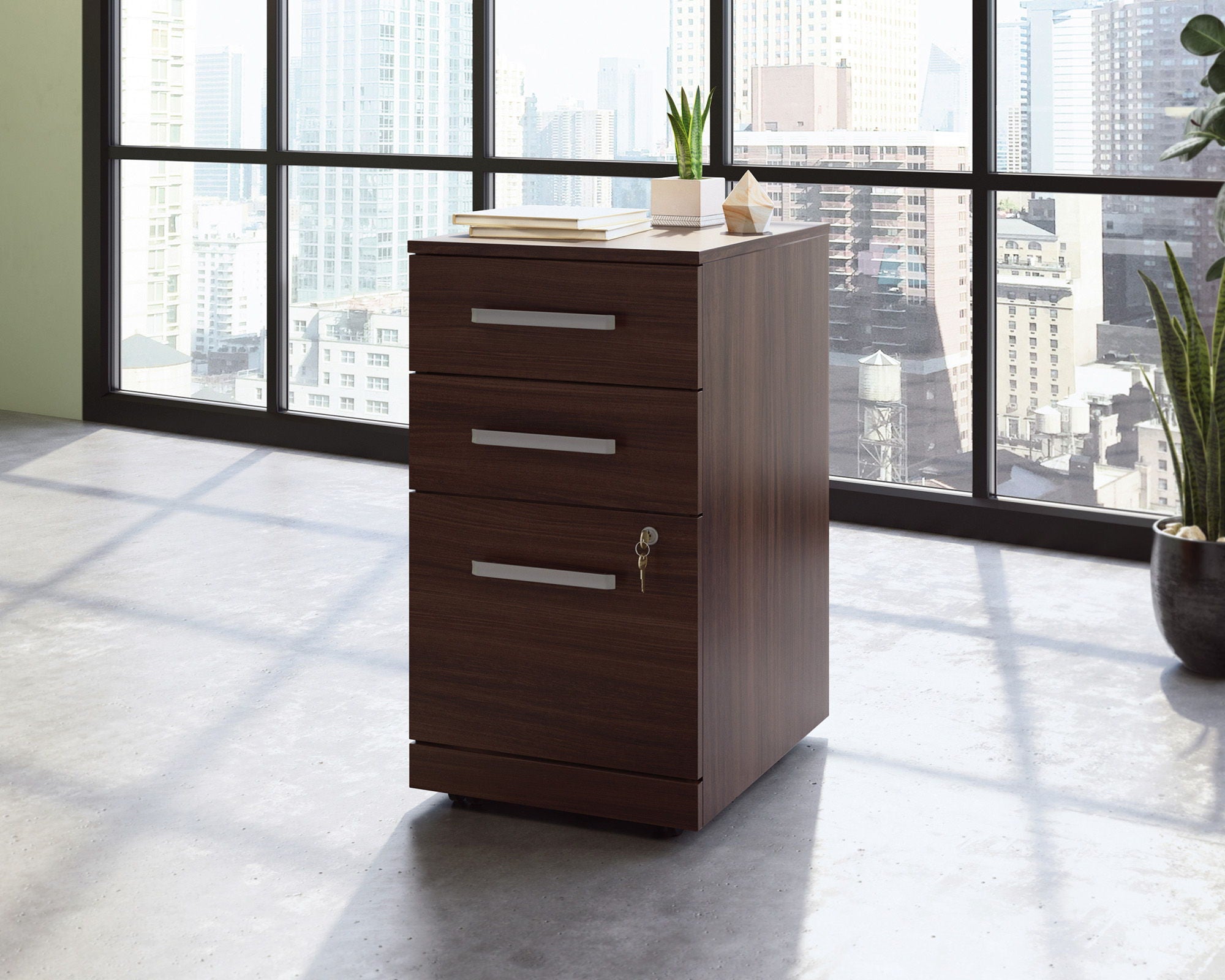3-Drawer Mobile File Cabinet in Noble Elm