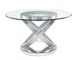 ACME Ornat - Dining Table - Clear Glass, Mirrored & Faux Diamonds - 31" | Meri Furniture